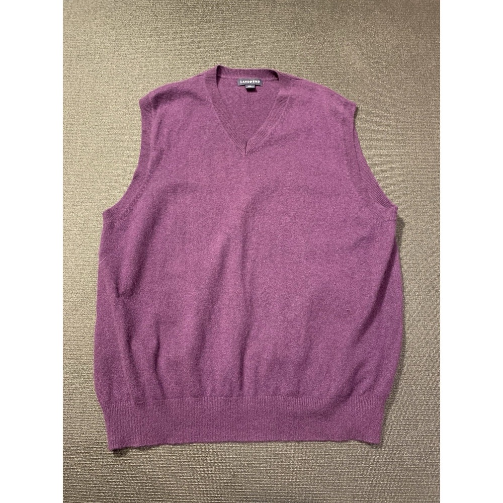 Land's End Cashmere Sweater Vest Purple Men's‎ Size XL